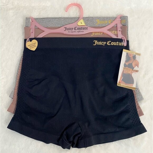 Juicy Couture Shapewear Seemless Shaping 3 Piece Panty Shorts NWT Size Large - Picture 1 of 4